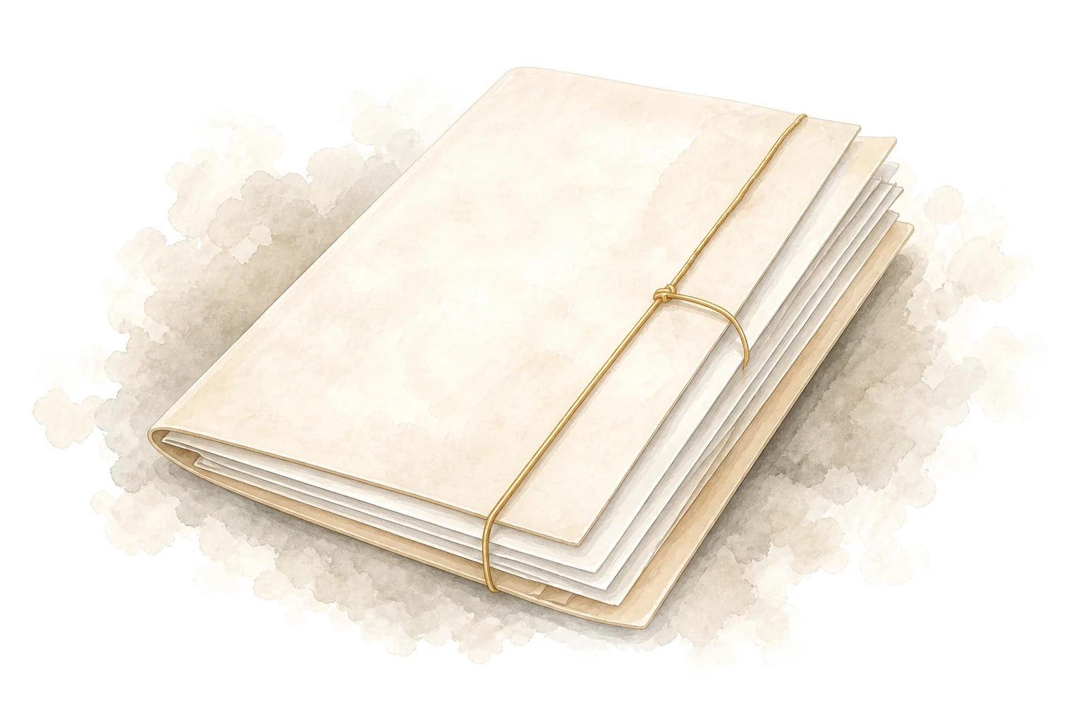 Cream assessment dossier gathered with a fine gold archival cord